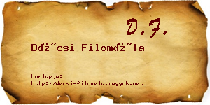 Décsi Filoméla névjegykártya